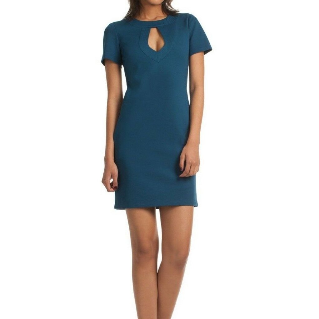 Trina Turk Women's Blue Teal Cap Sleeve Sheath Dress